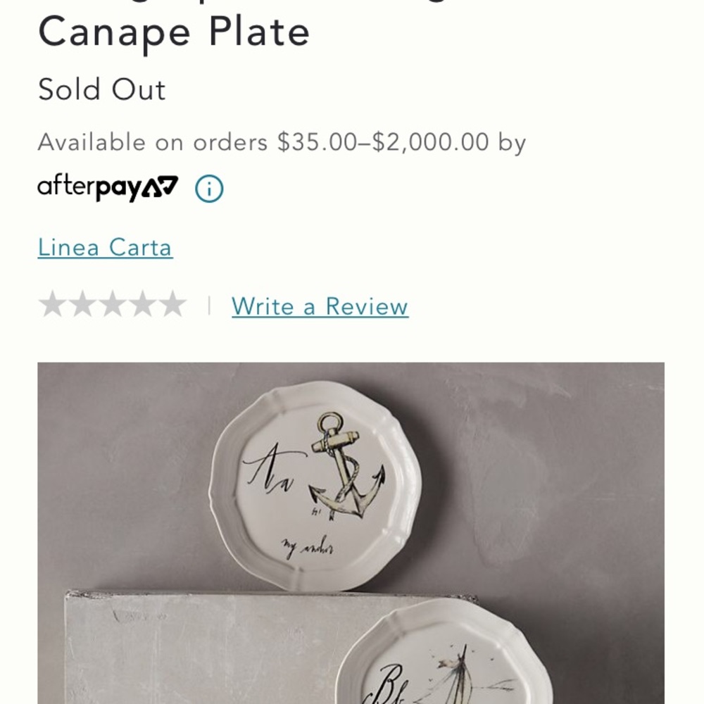 🦪Anthropologie Linea Carta Calligrapher Diva Pyari P Plate Priceless Pearl - Picture 5 of 16